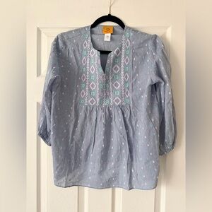 Ruby Rd. Blue Embroidered Blouse